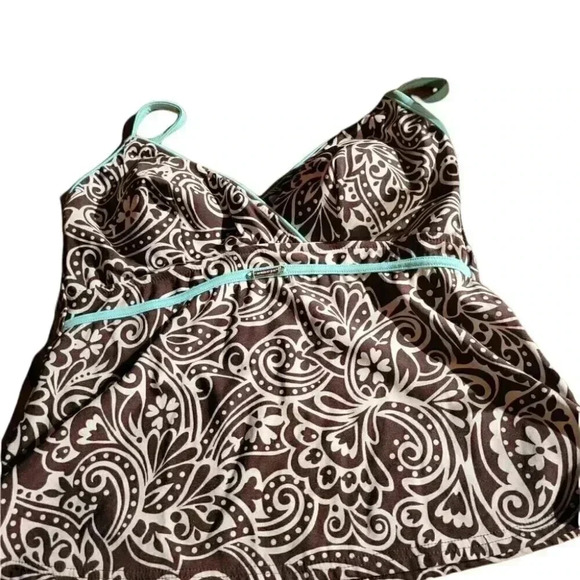 Caribbean Joe 2 Piece Swim Sun Bathing  Suit in size 10 Brown Print with accents - Picture 3 of 8